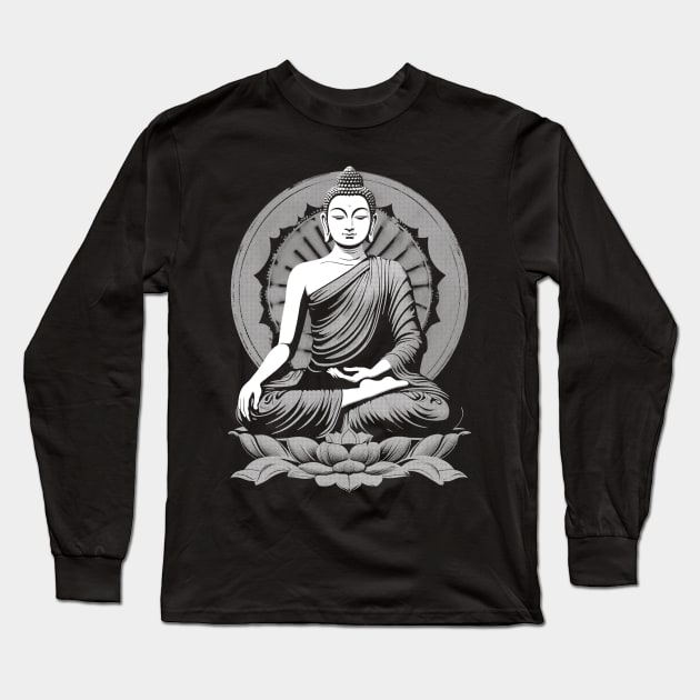 Gautama Buddha Meditations - White Long Sleeve T-Shirt by GAz